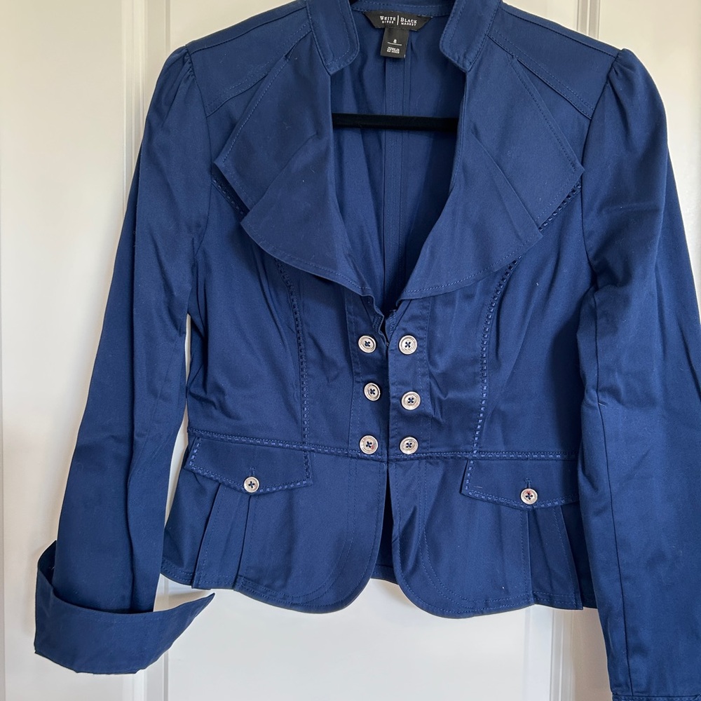 White House Black Market Royal Blue Blazer with Silver Buttons